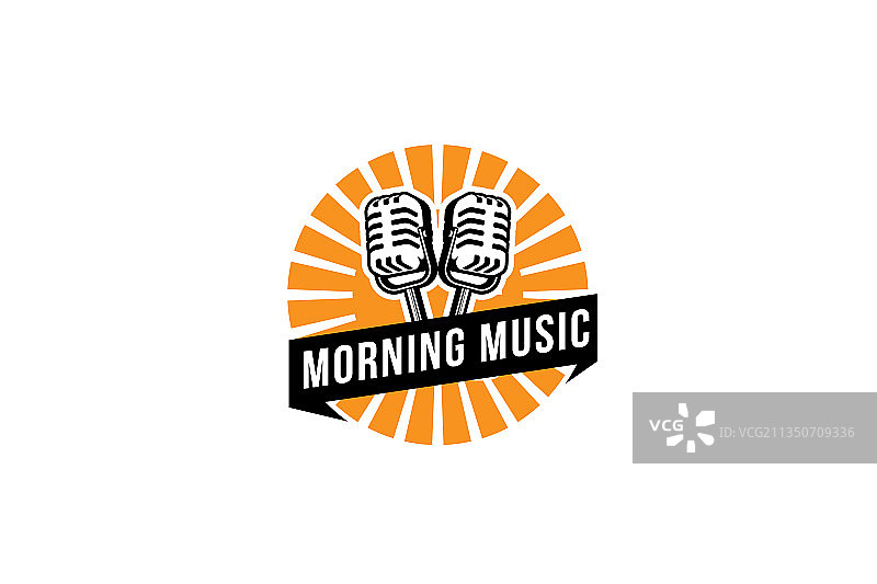 播客Logo模板：麦克风与日出图片素材