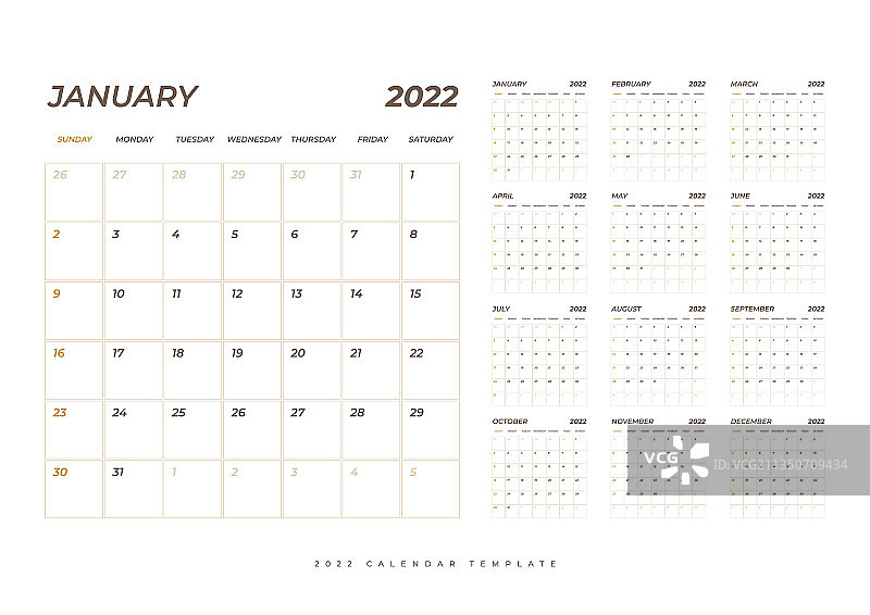 2022年日历模板：周计划图片素材