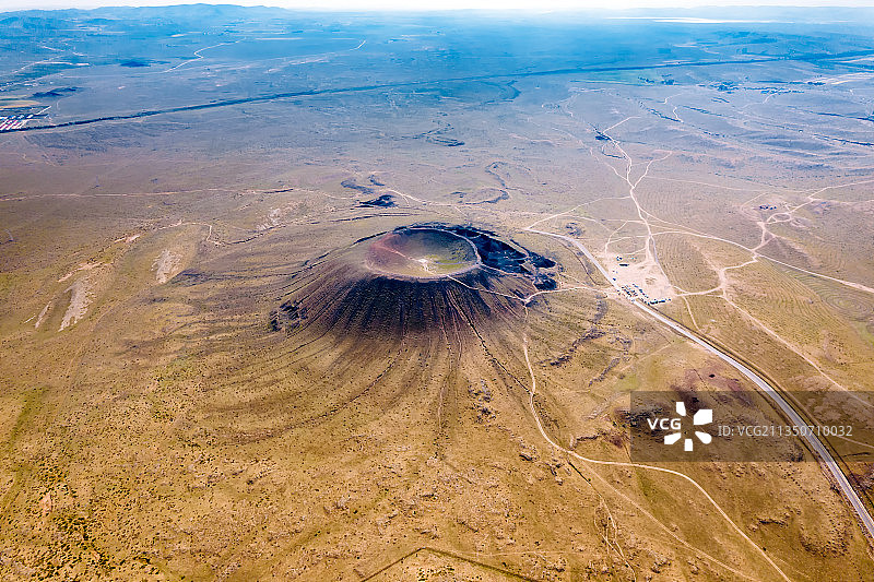 中国内蒙古乌兰察布乌兰哈达三号火山航拍图片素材
