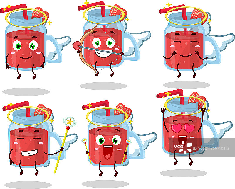 可爱的草莓冰沙卡通设计图片素材