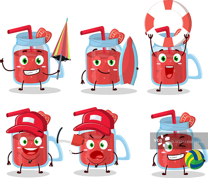 草莓冰沙卡通角色笑脸图片素材