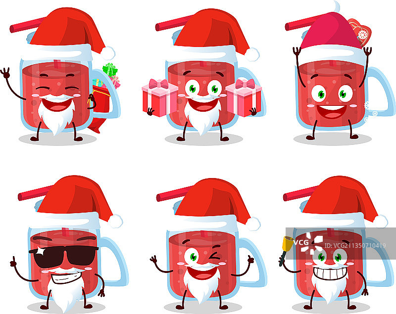 圣诞老人表情与草莓冰沙图片素材
