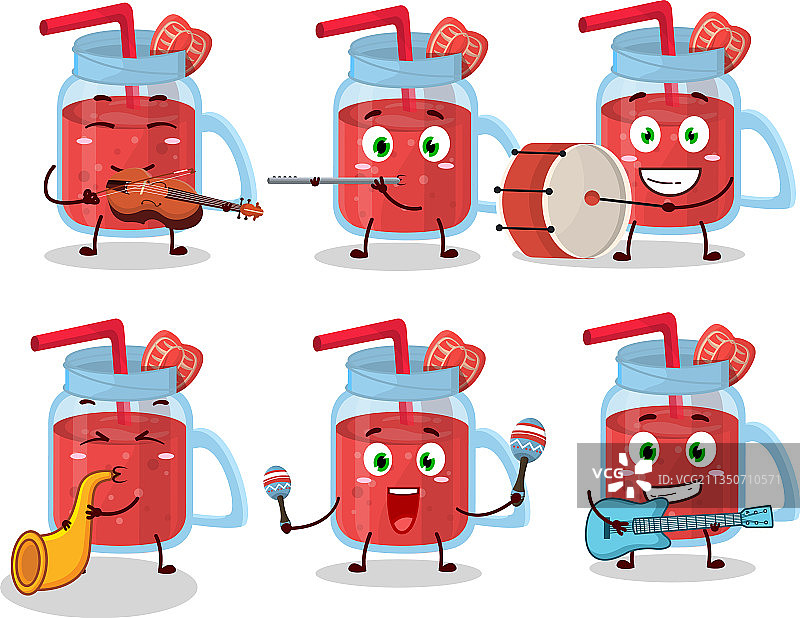 草莓冰沙卡通形象图片素材