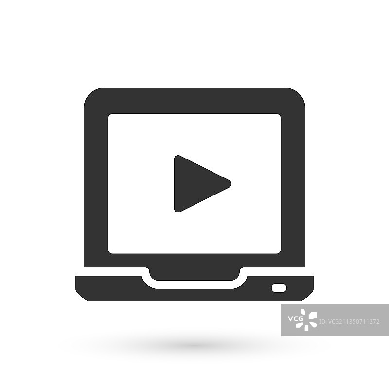 白色背景上的灰色在线播放视频图标图片素材