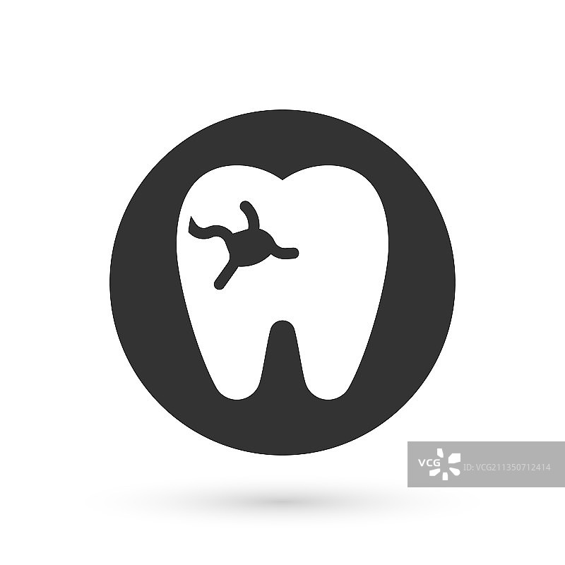 带有龋齿的灰色牙齿图标图片素材