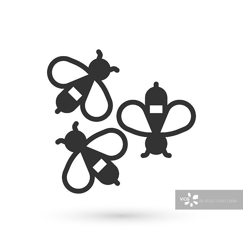 白色背景上的灰色蜜蜂图标图片素材