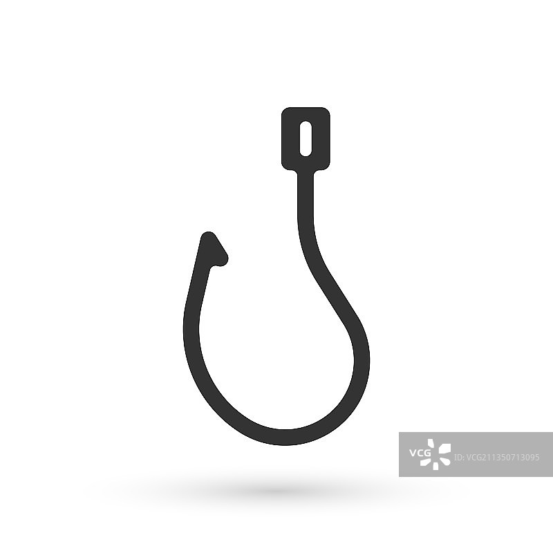 白色背景上的灰色鱼钩图标图片素材