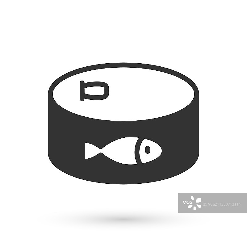 白色背景上的灰色罐头鱼图标图片素材