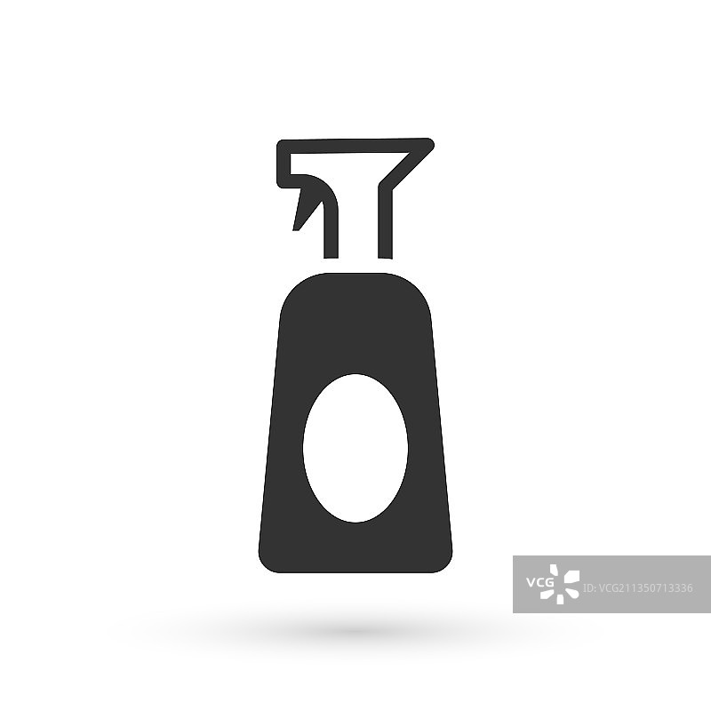 灰色清洁喷雾瓶与清洁剂液体图片素材
