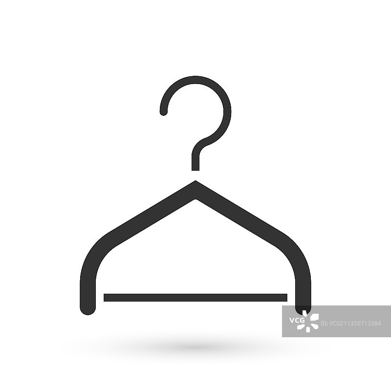 灰色衣架衣柜图标，白色背景上隔离图片素材