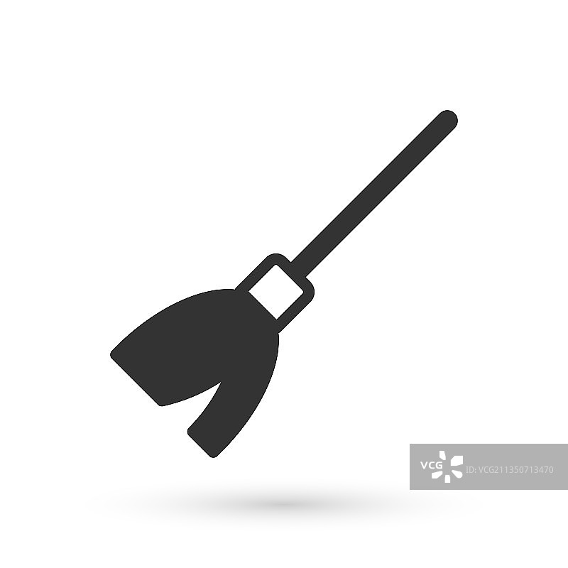 白色背景上的灰色手柄扫帚图标图片素材