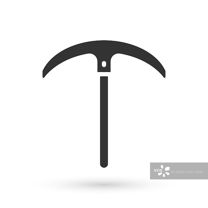 白色背景上孤立的灰色镐图标图片素材