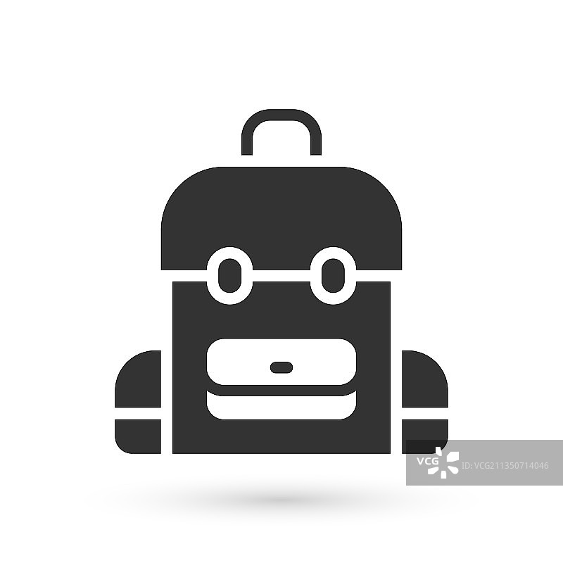白色背景上的灰色学生背包图标图片素材
