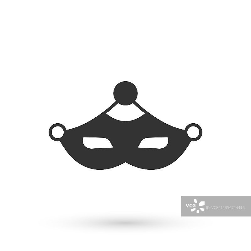 白色背景上的灰色狂欢节面具图标图片素材