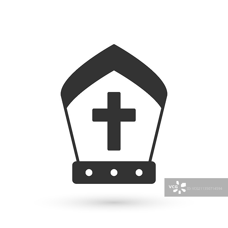 灰色教皇帽图标，白色背景图片素材