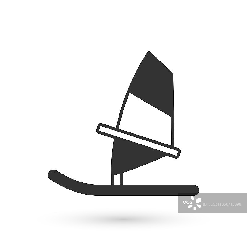 白色背景上的灰色帆板运动图标图片素材