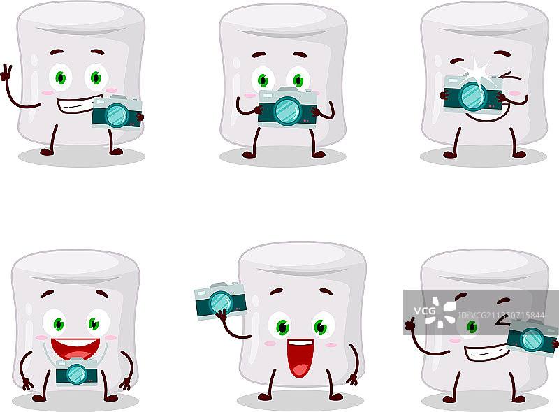 带有棉花糖的摄影师职业表情符号图片素材