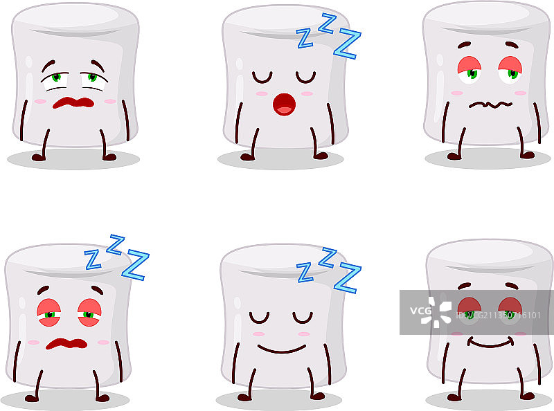 昏昏欲睡的棉花糖卡通人物图片素材