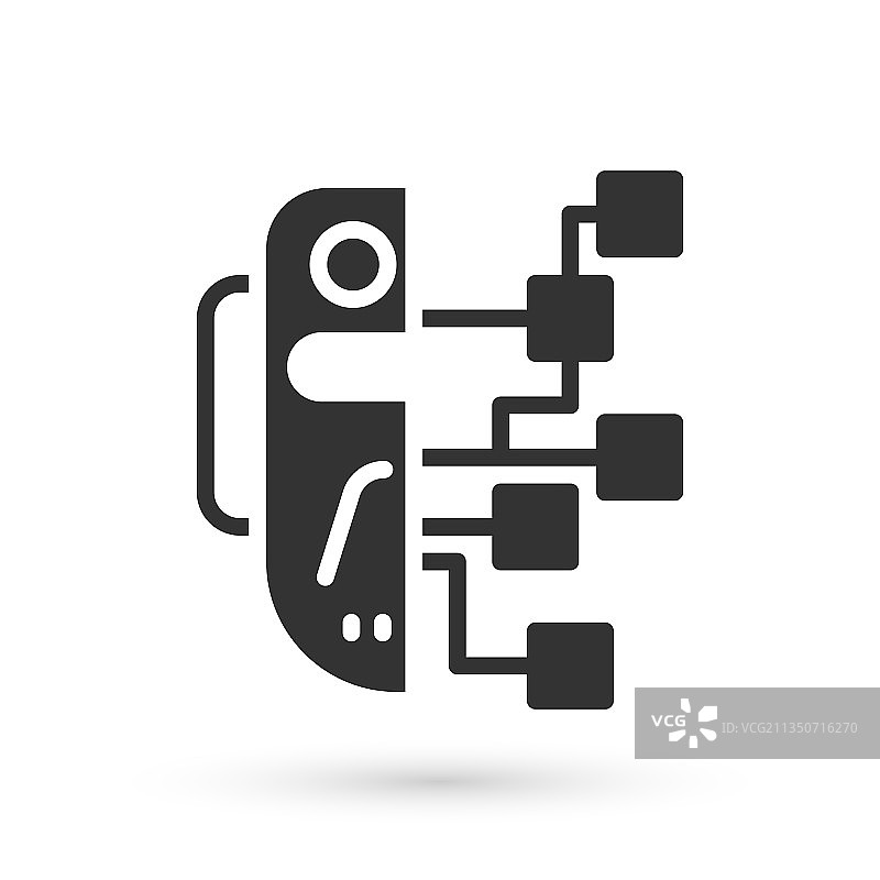 白色背景上的灰色人形机器人图标图片素材