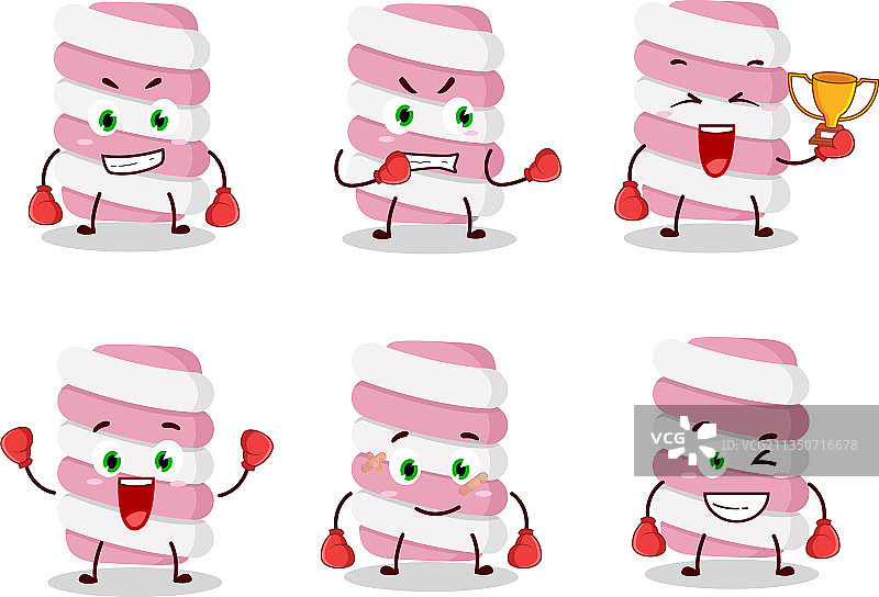 运动型棉花糖卷拳击运动员卡通图片素材