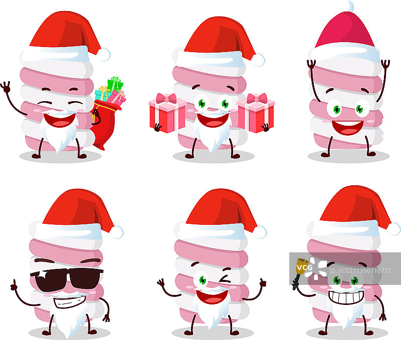 拿着棉花糖卷的圣诞老人表情图片素材