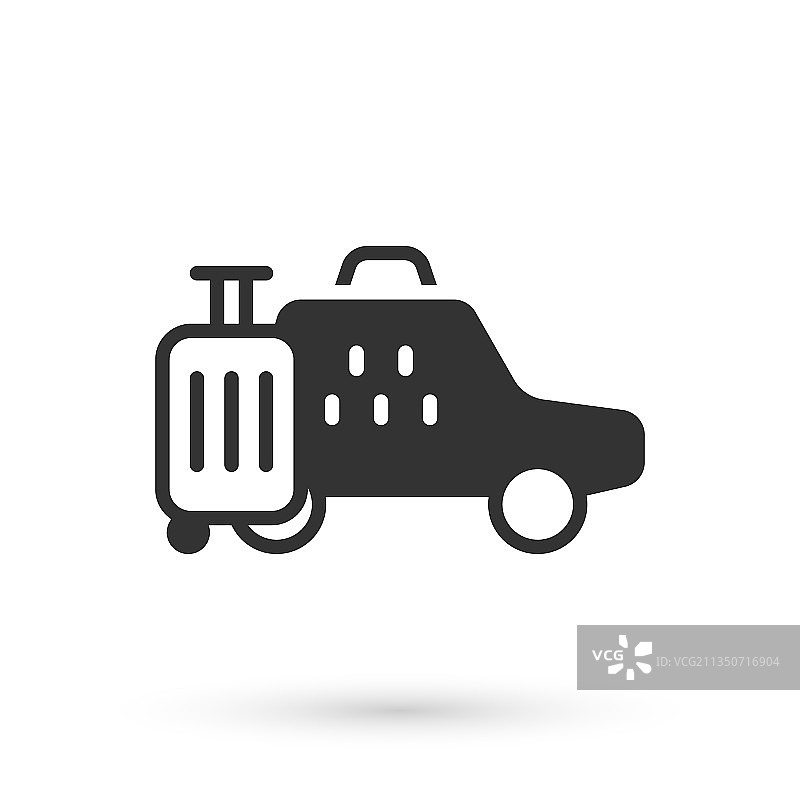 灰色出租车图标，白色背景图片素材
