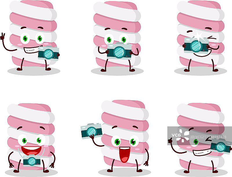 带有棉花糖的摄影师职业表情符号图片素材