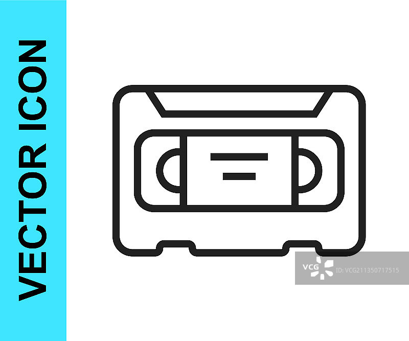 黑色线条VHS录像带图标图片素材