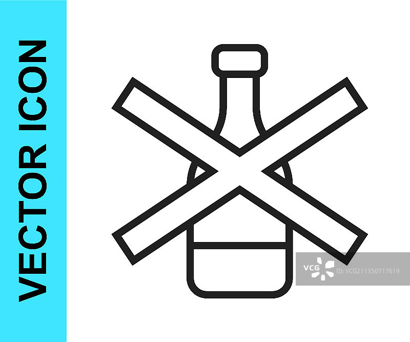白色背景上的黑色线条禁止酒精图标图片素材