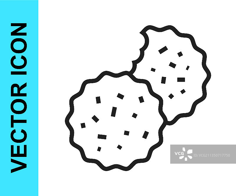 带有巧克力饼干的黑色线条饼干图标图片素材