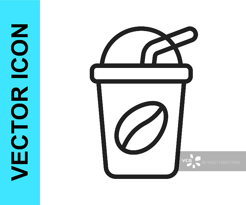 白色背景上的黑色冰咖啡图标图片素材