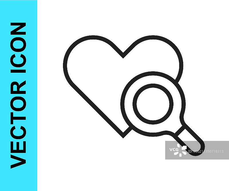 黑色线条医疗心脏检查图标图片素材