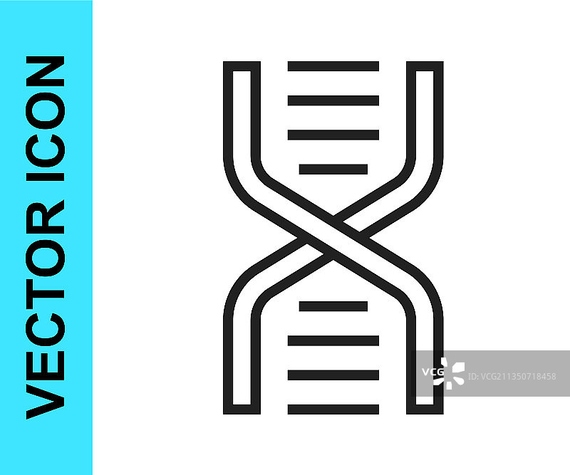 白色背景上分离的黑色线条DNA符号图标图片素材