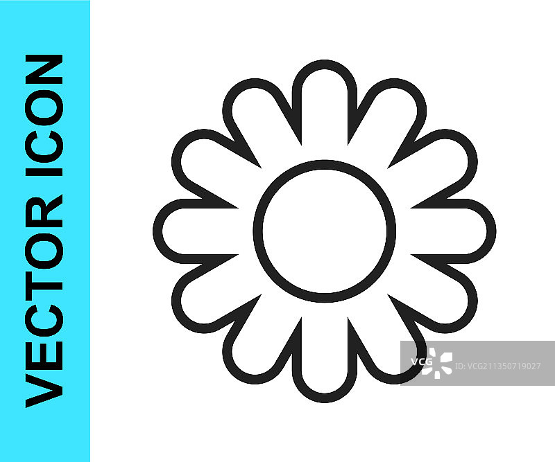 黑色线条花朵图标，白色背景图片素材