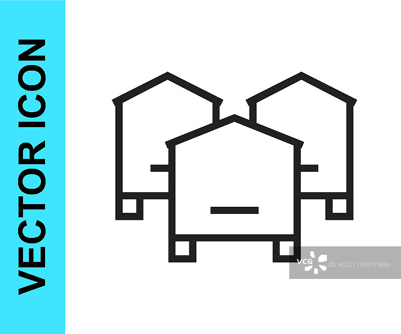 黑色线条蜂箱图标图片素材