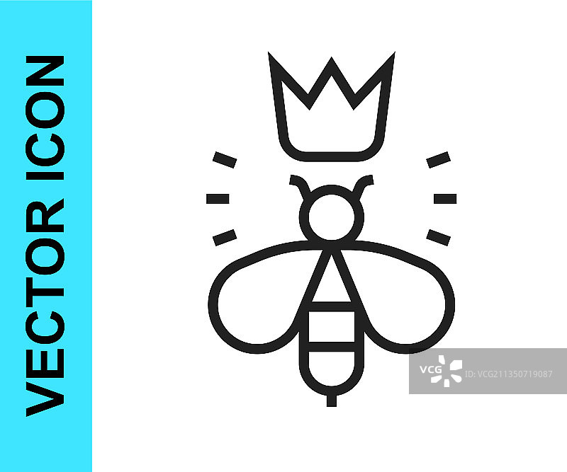 白色背景上的黑色线条蜂后图标图片素材