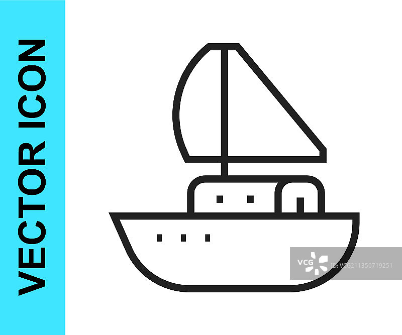 黑色游艇帆船或帆船图标图片素材