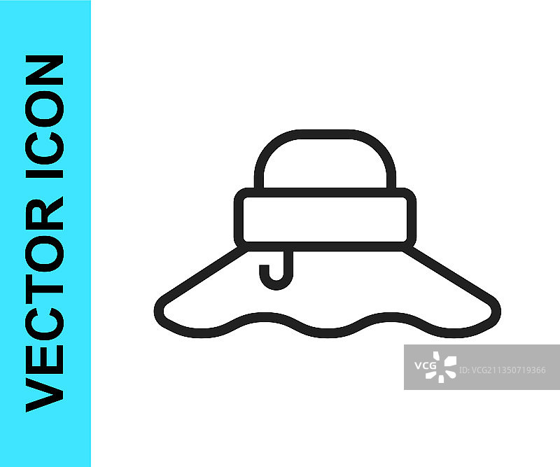 白色背景上的黑色渔夫帽图标图片素材