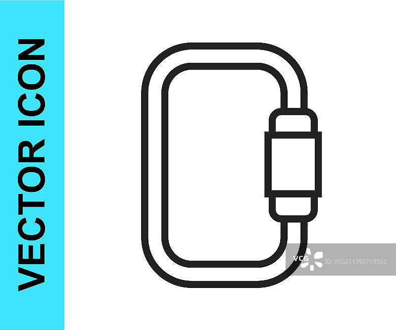 白色背景上的黑色线条登山扣图标图片素材