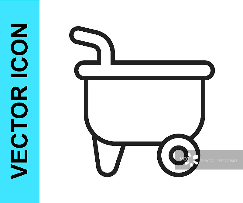 白色背景上的黑色线条独轮车图标图片素材