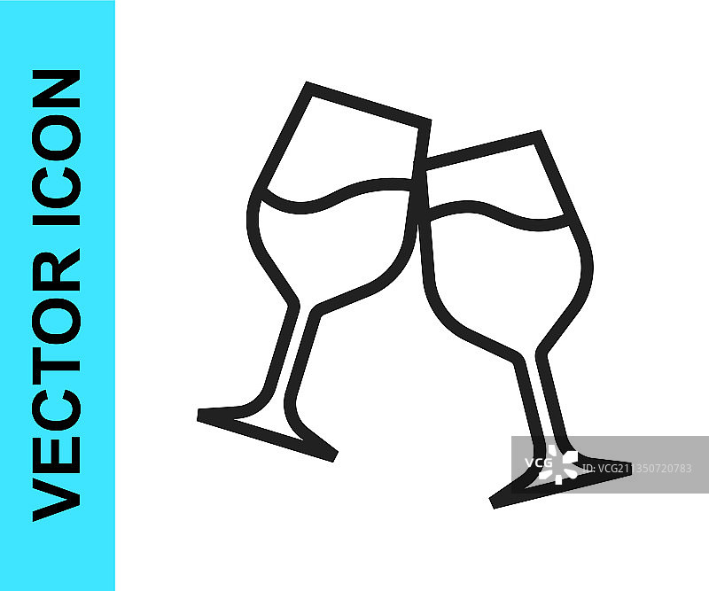 白色背景上的黑色线条酒杯图标图片素材