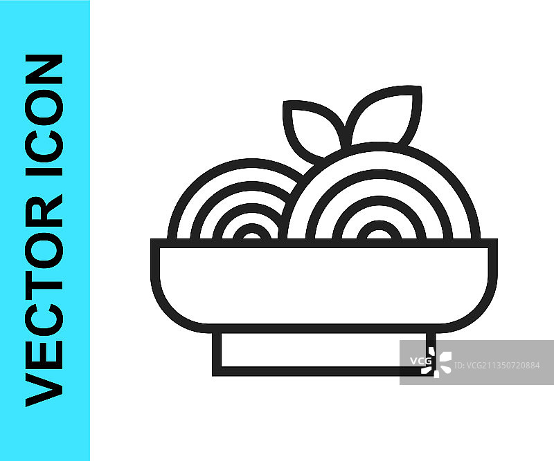 白色背景上的黑色线条意大利面图标图片素材