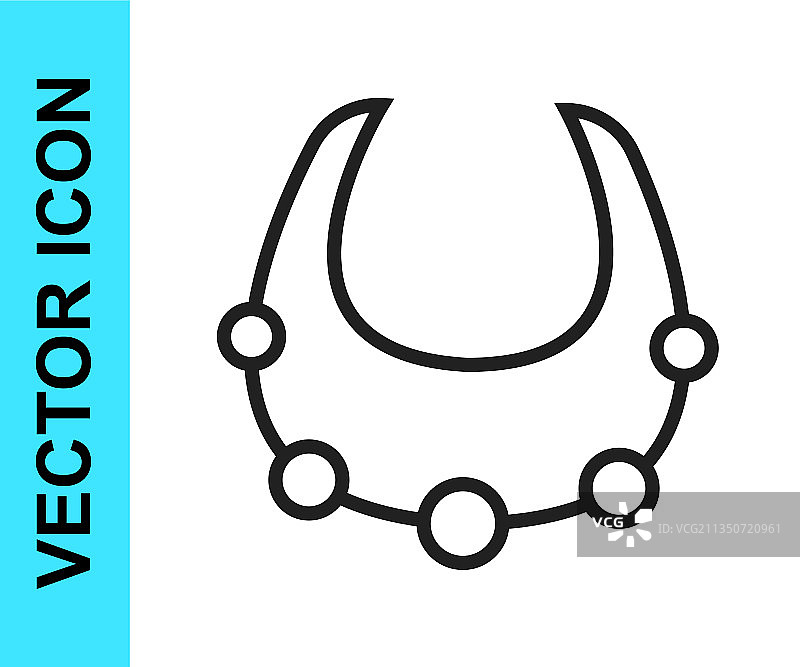 白色背景上的黑色线条项链图标图片素材