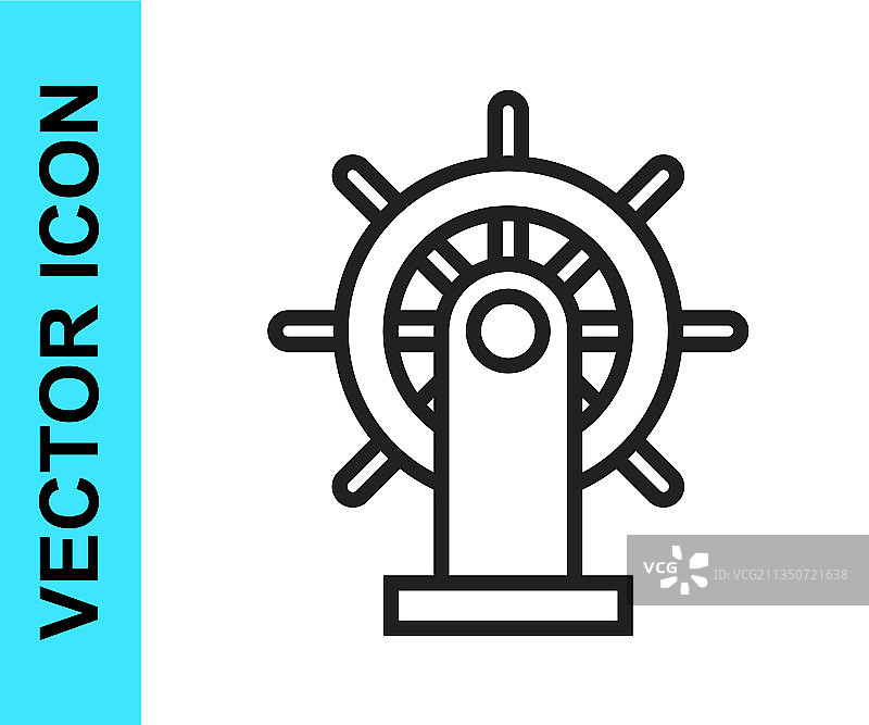 黑色线条船舵图标隔离图片素材