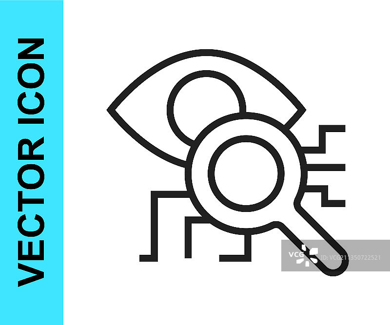 白色隔离的黑色线条眼睛扫描图标图片素材