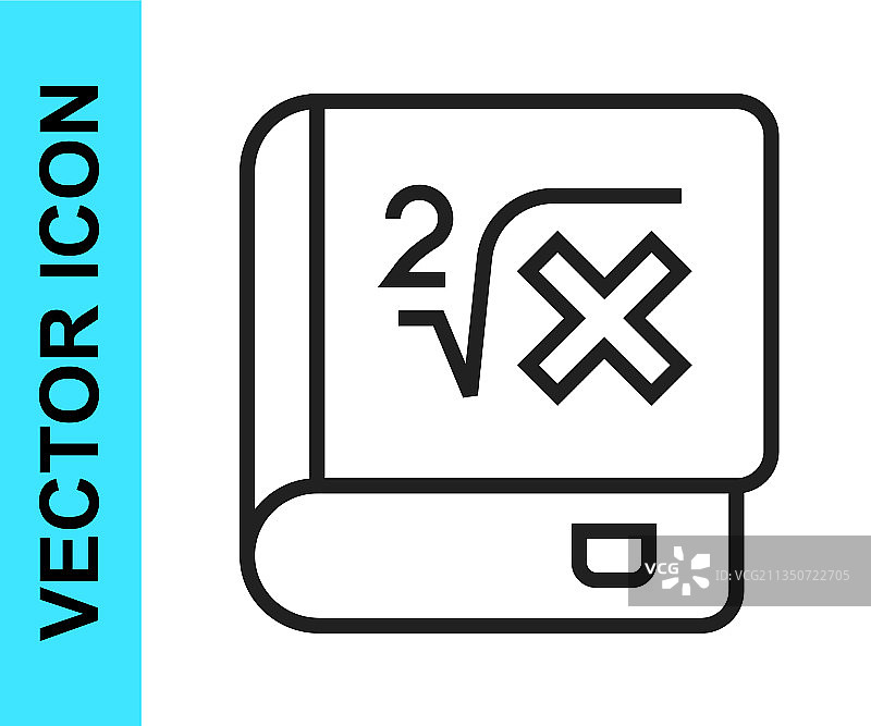 带有数学单词的黑色线条书本图标图片素材