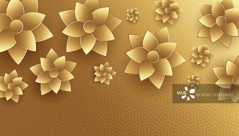 3D风格金色花朵背景设计图片素材