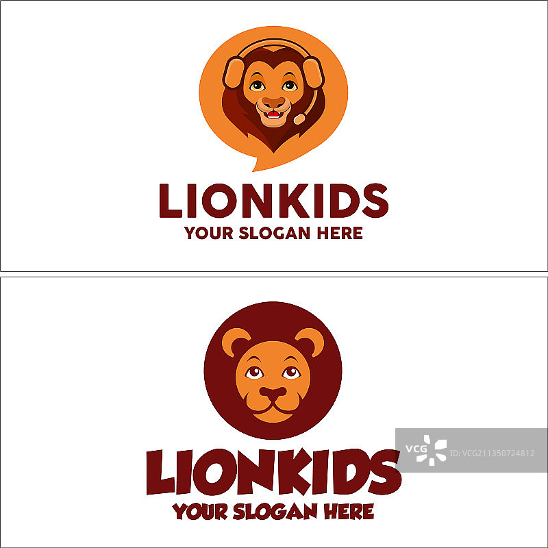 卡通狮子儿童角色标志设计图片素材