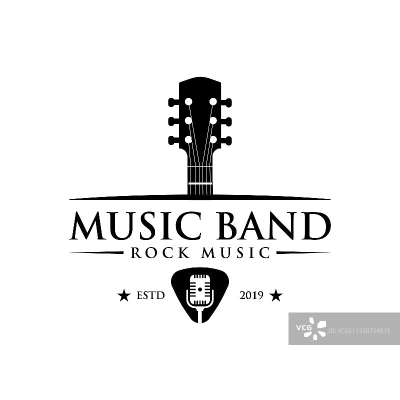 吉他音乐俱乐部经典音乐乐队标志图片素材