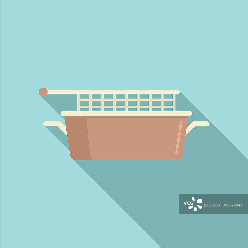 油炸锅图标（扁平风，带炸篮）图片素材